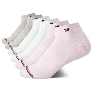 Calcetines Tommy Hilfiger Para Mujer, Paquete De 6, Bandera Deportiva, Logotipo Rosa