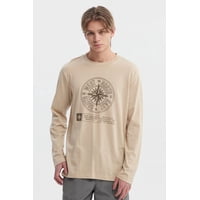 Fashionspark - Polera Hombre Print Frontal Beige Oscuro