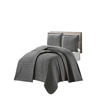 Genérico - Cubrecama Plaza Y Media Delgado Semi Acolchado 180X230 Cm Gris 02