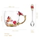 thumbnail image 2 of Taza OEAGO de cristal esmaltado con forma de mariposa y rosa, 330 ml, para mujer, 2 of 7