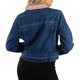 thumbnail image 4 of Jess por Meiko Chaquetas de Mujer Mangas Largas Cuello Contraste Color Lazo Chaqueta de Mezclilla XS Azul Medio/ Rosa, 4 of 6