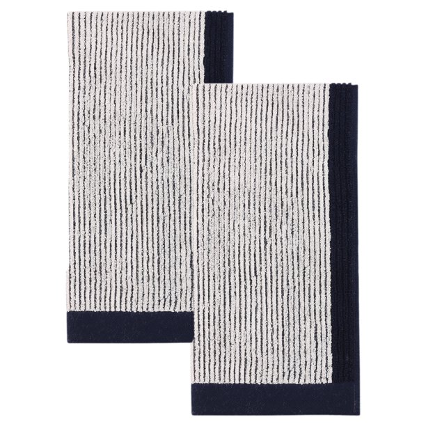 REGALWOVEN Toalla de Mano de Algodón a Rayas, 13 x 29 Pulgadas Toallas de Mano Suaves y Absorbentes para Baño, Cocina, Gimnasio, Spa, Hotel Azul 2pk