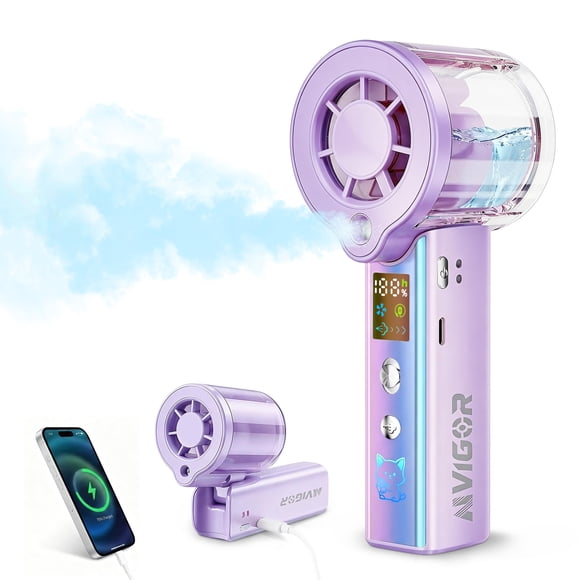 Ventilador de mano AIVIGOR Mist 30000 RPM recargable color púrpura
