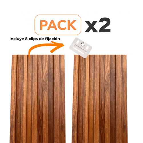 Wall Panel Wpc Interior 2.70m Castaño Revestimiento. Pack 2 Un