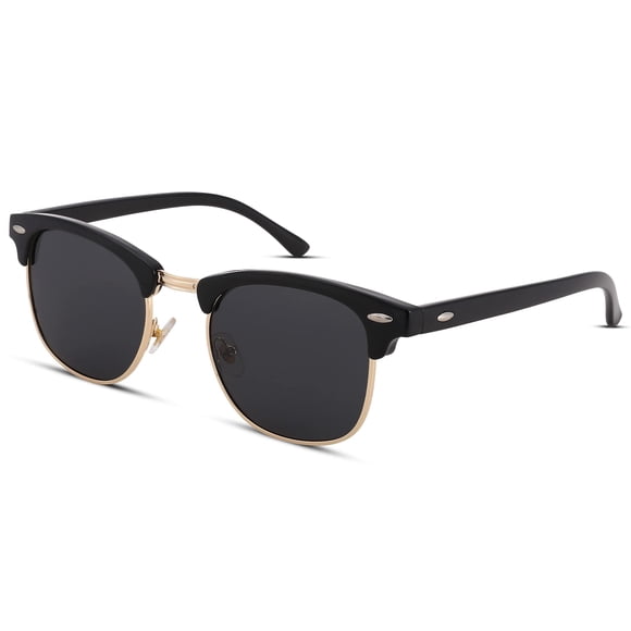Gafas de sol Pro Acme Classic, semisin montura, polarizadas, negro/dorado