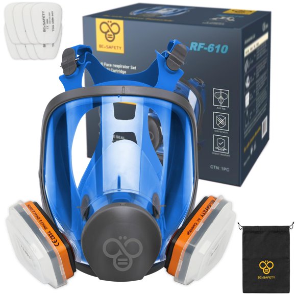 Máscara Respiratoria BEESAFETY RF-610 de Cara Completa con Filtros A1 P2