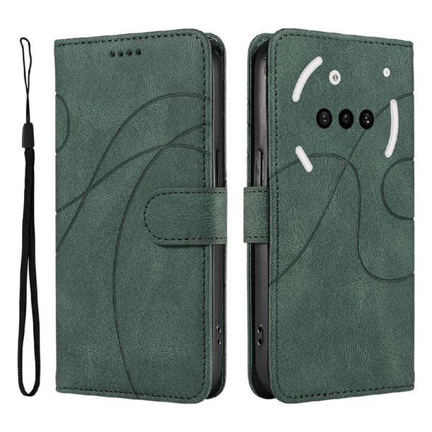 Funda tipo cartera con tapa para Nothing Phone 3A con tarjetero, soporte y cubierta magnética Verde
