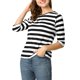 thumbnail image 1 of INSPIRE CHIC Camiseta Básica de Mujer con Mangas al Codo Cuello Redondo Ajustada Regreso a Clases Camiseta Casual Estampada Negro Blanco 3XL, 1 of 8