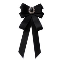Magideal - Broche De Cinta Con Lazo Preatado Para Mujer, Con Para Mujer Y Niña, Pajarita Elegante Para Accesorios De Disfraces, Blusa De Fiesta De Negro