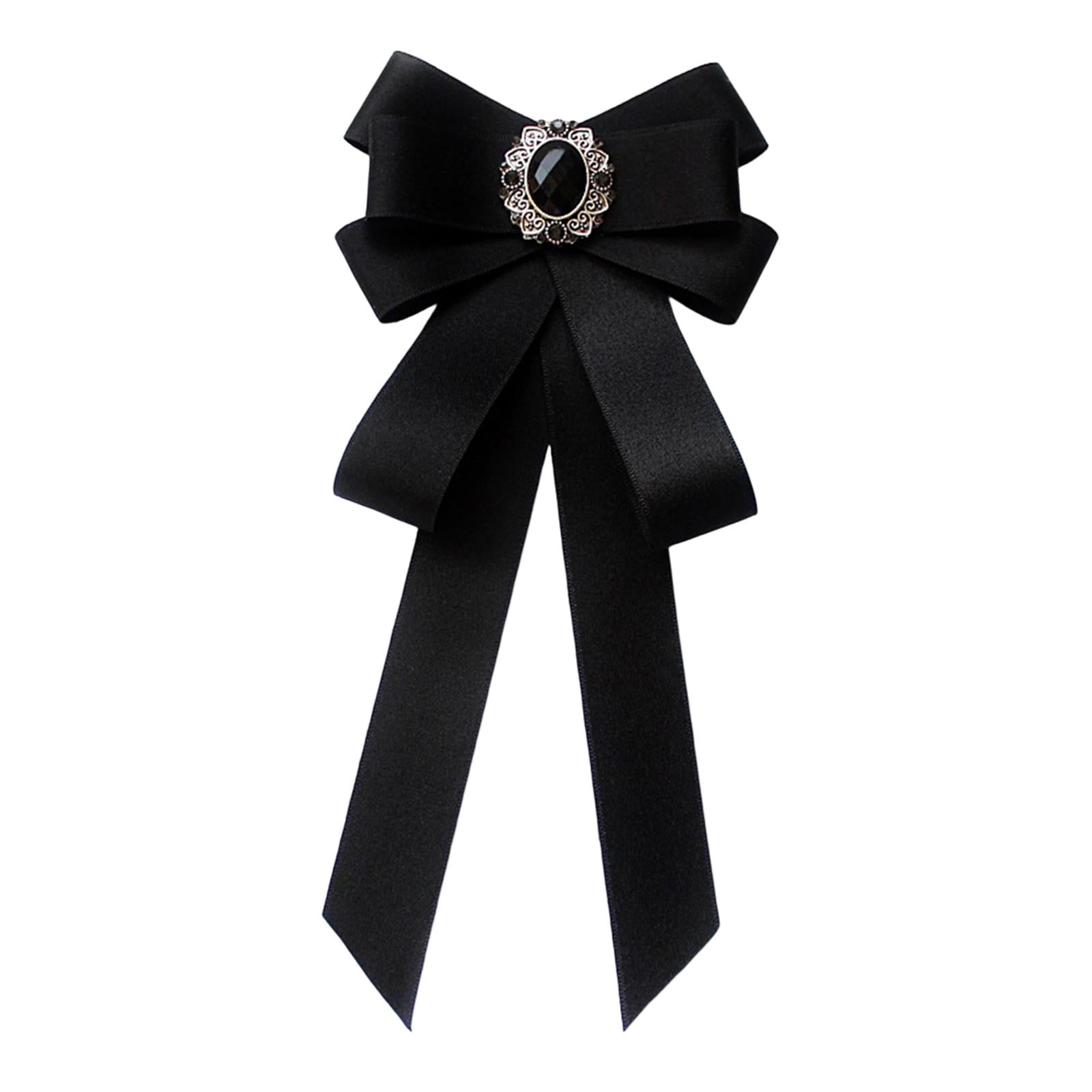 Magideal - Broche De Cinta Con Lazo Preatado Para Mujer, Con Para Mujer Y Niña, Pajarita Elegante Para Accesorios De Disfraces, Blusa De Fiesta De Negro