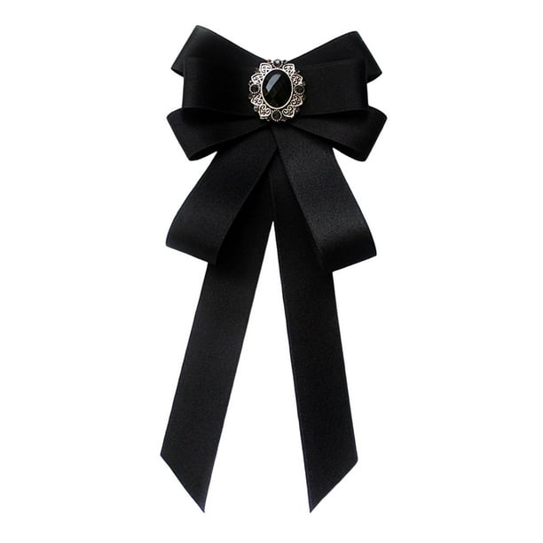 Broche de cinta con lazo preatado para mujer, con para mujer y niña, pajarita elegante para accesorios de disfraces, blusa de fiesta de negro