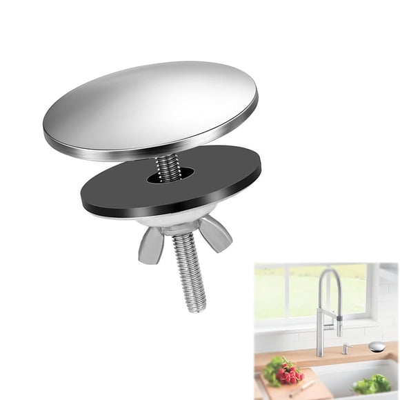 Cubierta para orificio de fregadero ZMD de acero inoxidable, 5 cm, plateada