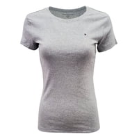 Camiseta Tommy Hilfiger Para Mujer Con Cuello Redondo Y Logotipo Gris, Talla L