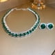 thumbnail image 1 of Conjunto De Collar Y Pendientes Con Diamantes Cuadrados, Moderno, De Lujo, Con Cadena De Clavícula, Personalizado Y De Alta Sensibilidad., 1 of 4
