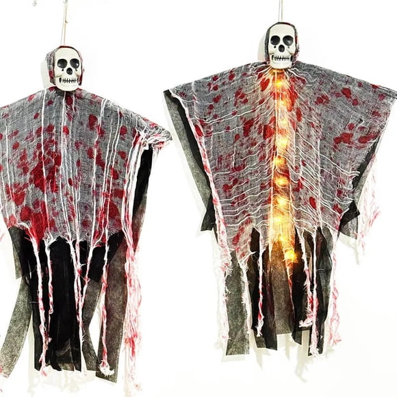 Fantasma De Calavera Colgante Halloween Con Manchas Sangre Led Altura 85cm 1pcs