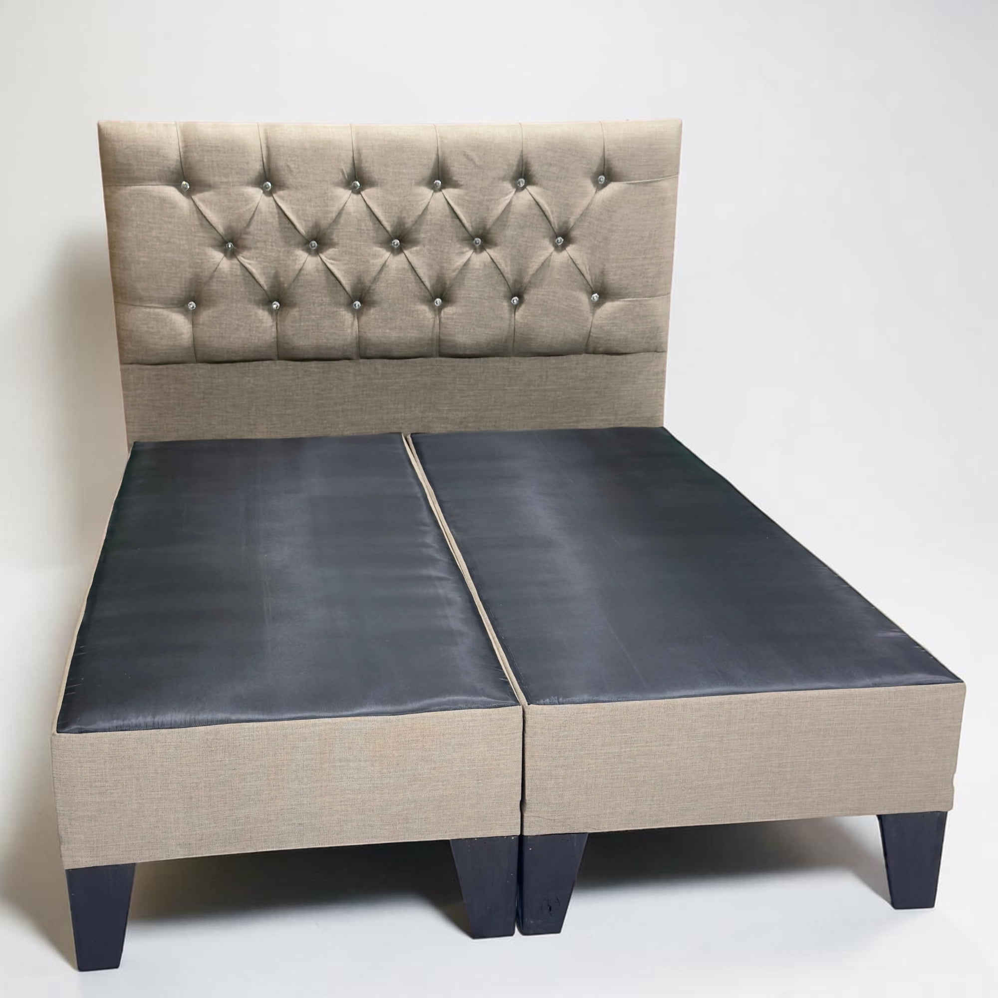 Muebles Syl - Base Y Respaldo De Cama Dos Plazas Diseño Capitoné Con Perlas