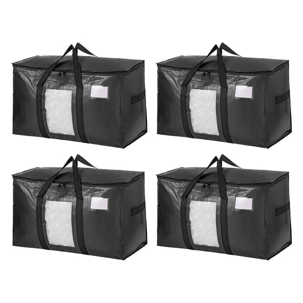 REGALWOVEN Almacenamiento de Ropa, Bolsas de Almacenamiento, Bolsas de Mudanza para Organizar Dormitorio, Ropa, Organizadores de Armario y Almacenamiento con Asas Negro 4Pcs