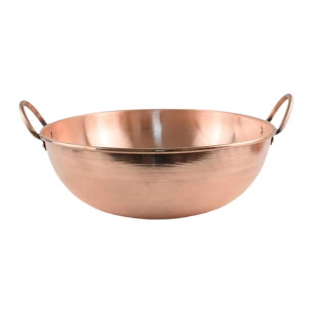 Olla de cobre, utensilios de cocina de cobre, sartén para estofado, olla de cocina hecha a mano, tazón para batir, utensilios de cocina, olla seca, 30 centimetros
