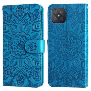Funda Tipo Cartera Foxdock Para Oppo A92S , Diseño Girasol En Relieve, Cuero Pu, Cierre Magnético, Soporte Y Tarjetero