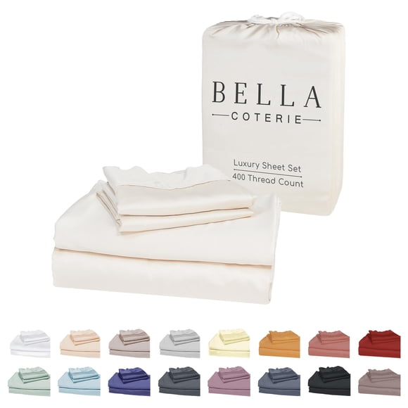 Juego de sábanas Bella Coterie Luxury Bamboo Viscosa Cal King Ivory