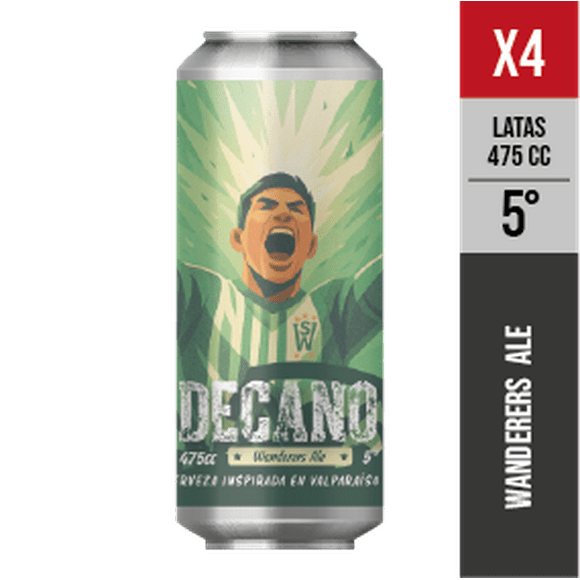 Pack x4 Decano, 5,0° (Wanderers Ale) - Cerveza artesanal Valparaiso - 475 mL