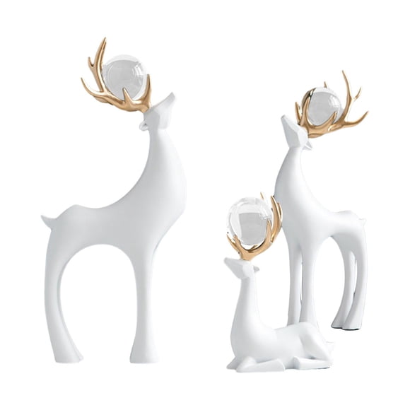 3 Uds Estatuas De Alce Navideño Figuras De Renos Para Boda Fiesta Del Día De La Madre Blanco