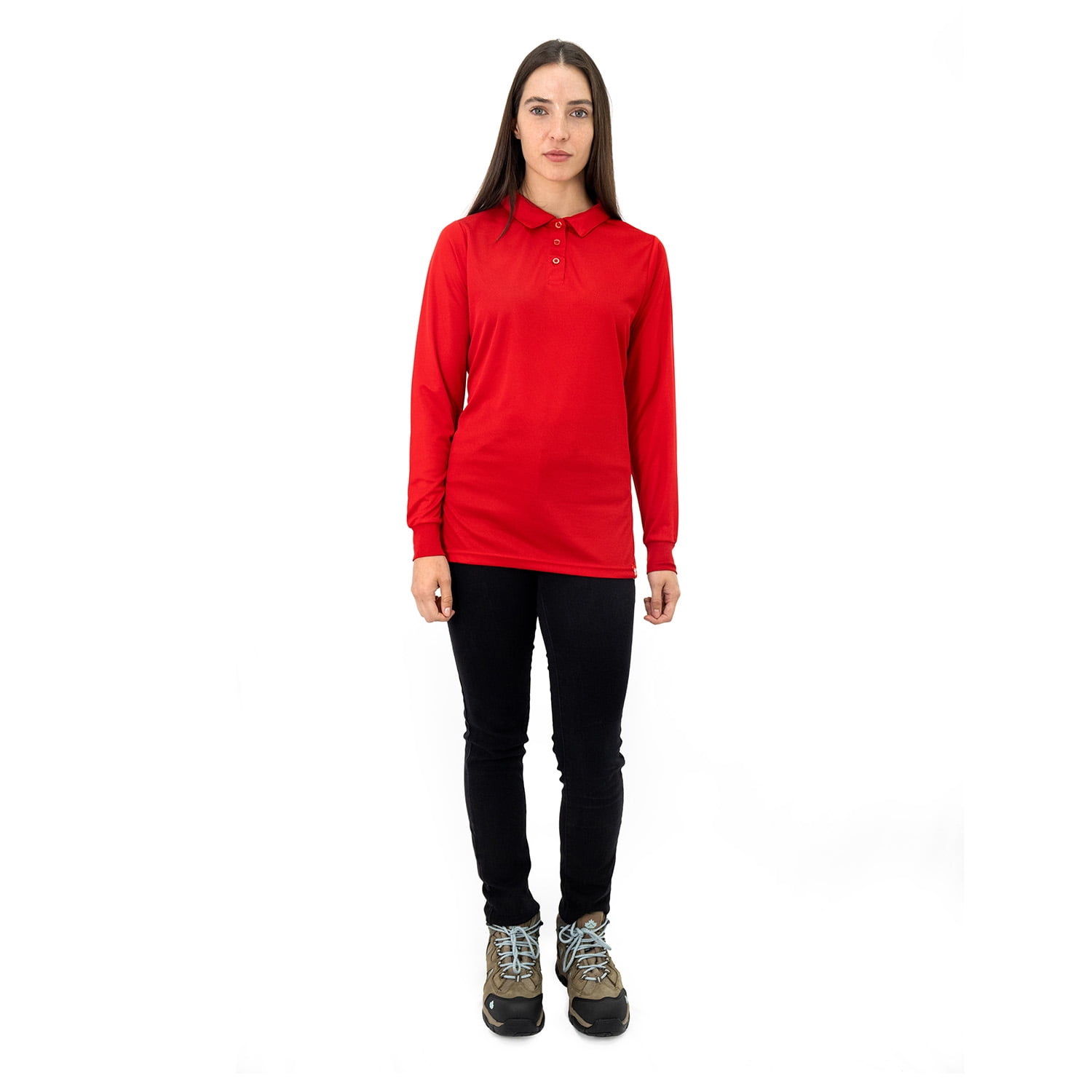 Polera Cooldry Quebec Manga Larga Rojo Mujer