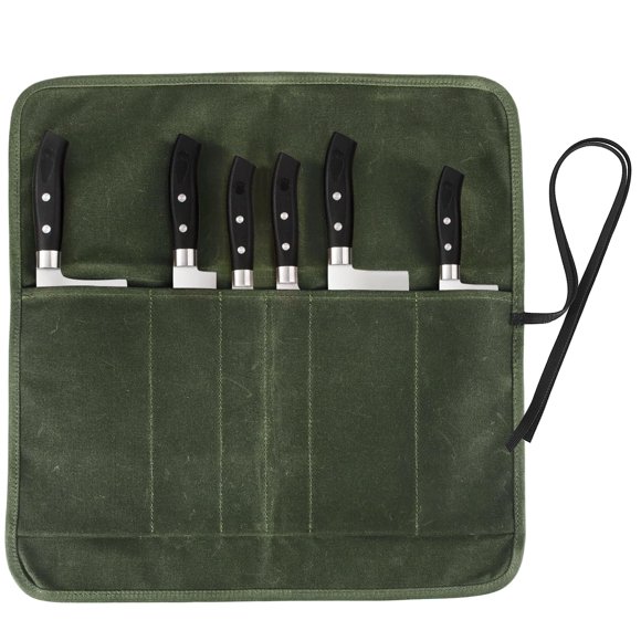 Bolsa enrollable para cuchillos JOINDO de lona encerada 43 × 43 cm, 6 compartimentos