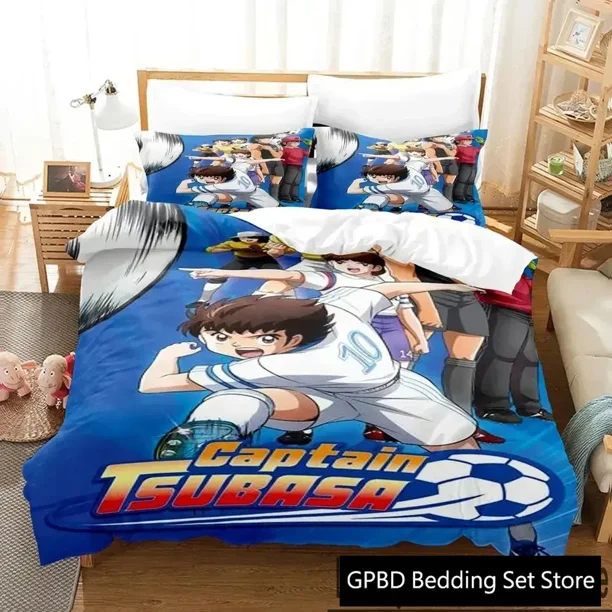 Captain TsubasaBedding Set Boys Girls Duvet Cover Pillowcase Bed boys Adult