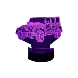 Lelumania - Lampara Ilusion 3D Jeep De 7 Colores, Base Touch