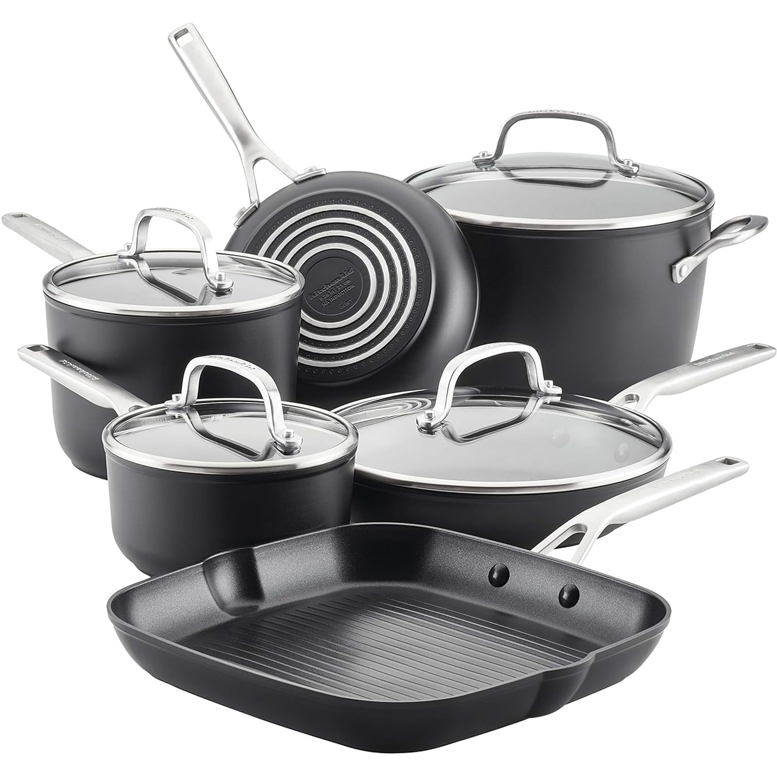 Juego De Utensilios De Cocina Kitchenaid De Inducción Anodizado Duro, 10 Piezas
