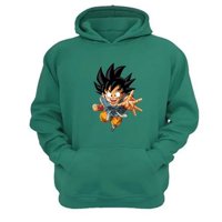 Genérico - Poleron Canguro Goku Verde Aguamarina Talla M Unisex