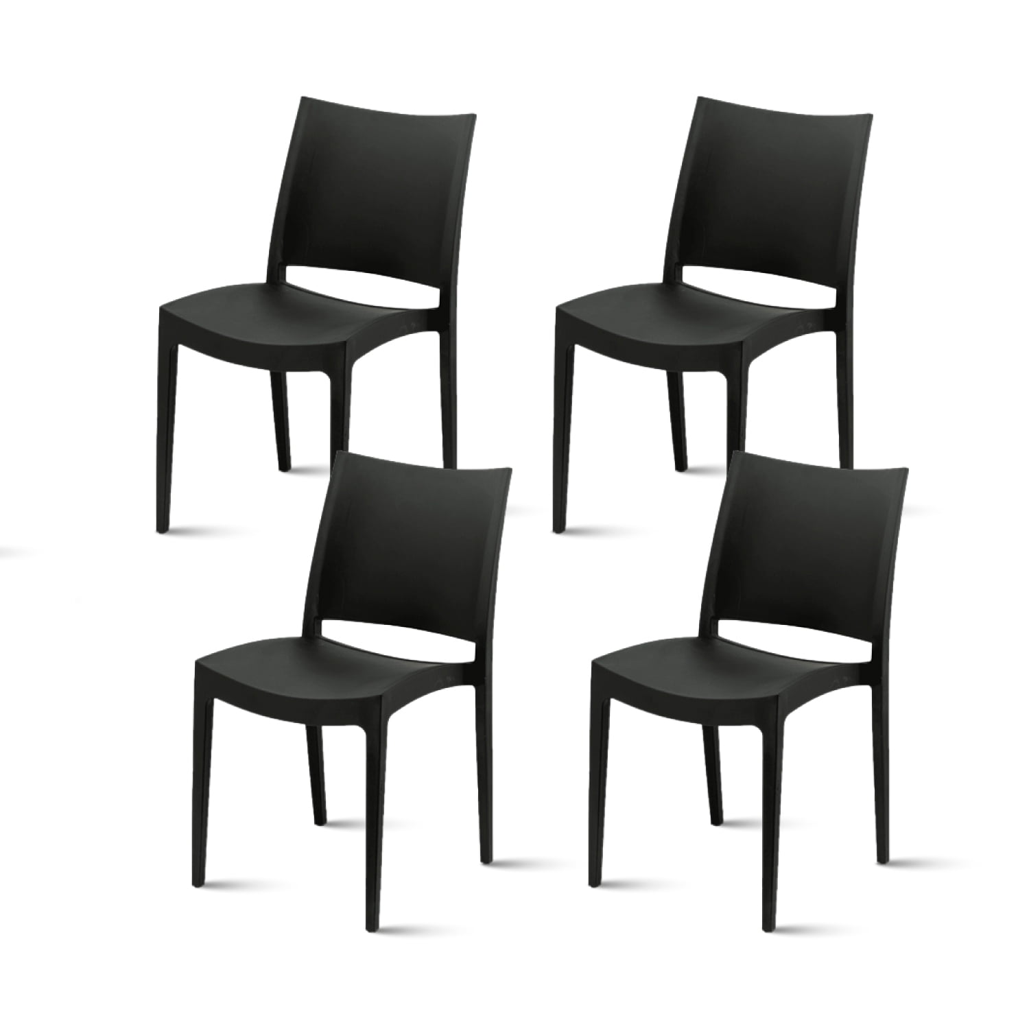 Klik Muebles - Pack De 4 Sillas De Terraza Exterior Tipo Restaurante - Negras