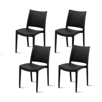 Klik Muebles - Pack De 4 Sillas De Terraza Exterior Tipo Restaurante - Negras