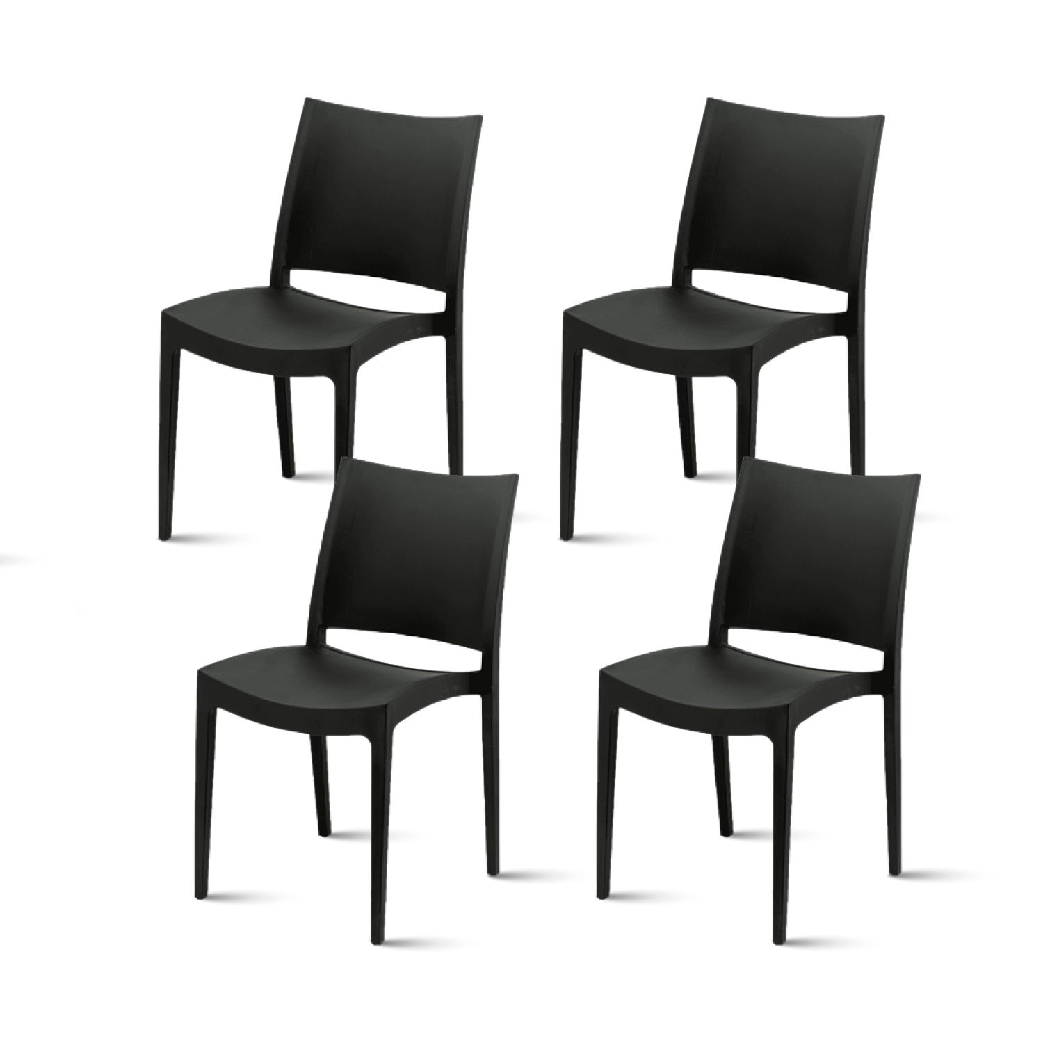 Klik Muebles - Pack De 4 Sillas De Terraza Exterior Tipo Restaurante - Negras