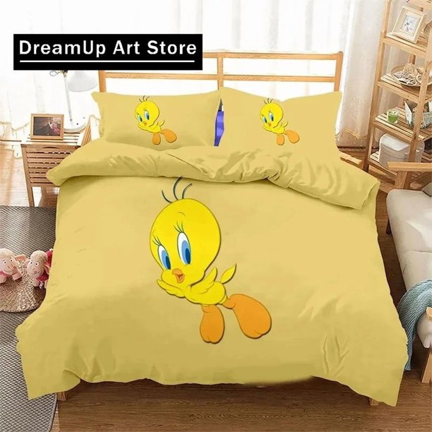 v333 Bed Sheets Cartoon T-Tweetys Bird Bedding Set Boys Girls Twin Queen King Size Duvet Cover Pillowcase Bed boys Adult Bedroom 3-Piece Bedding Set (1 Duvet Cover + 2 Pillow Shams) Bed Sheets ju333