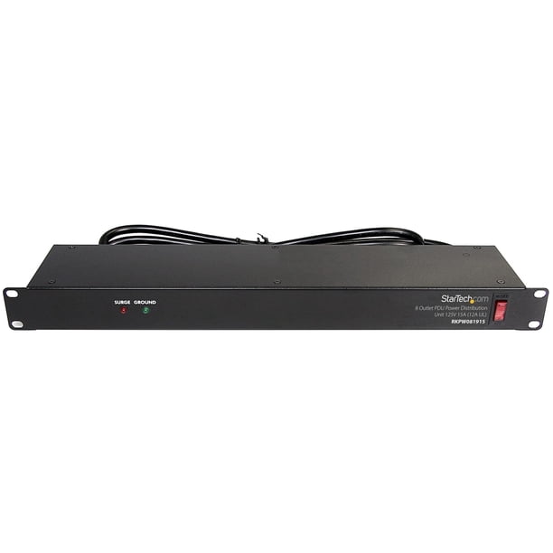 Soporte para rack Power Strip de 8 salidas y 1U de StarTech.com con protección contra sobretensiones