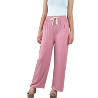 Likeshop - Pantalon Palazzo Acanalado Mujer Cintura Elasticada Verano Colores 369