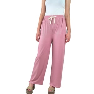 Likeshop - Pantalon Palazzo Acanalado Mujer Cintura Elasticada Verano Colores 369