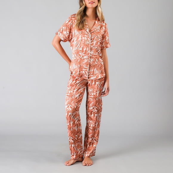 Set Camisero + Pantalon Satin Print Flores Mujer 33824-245