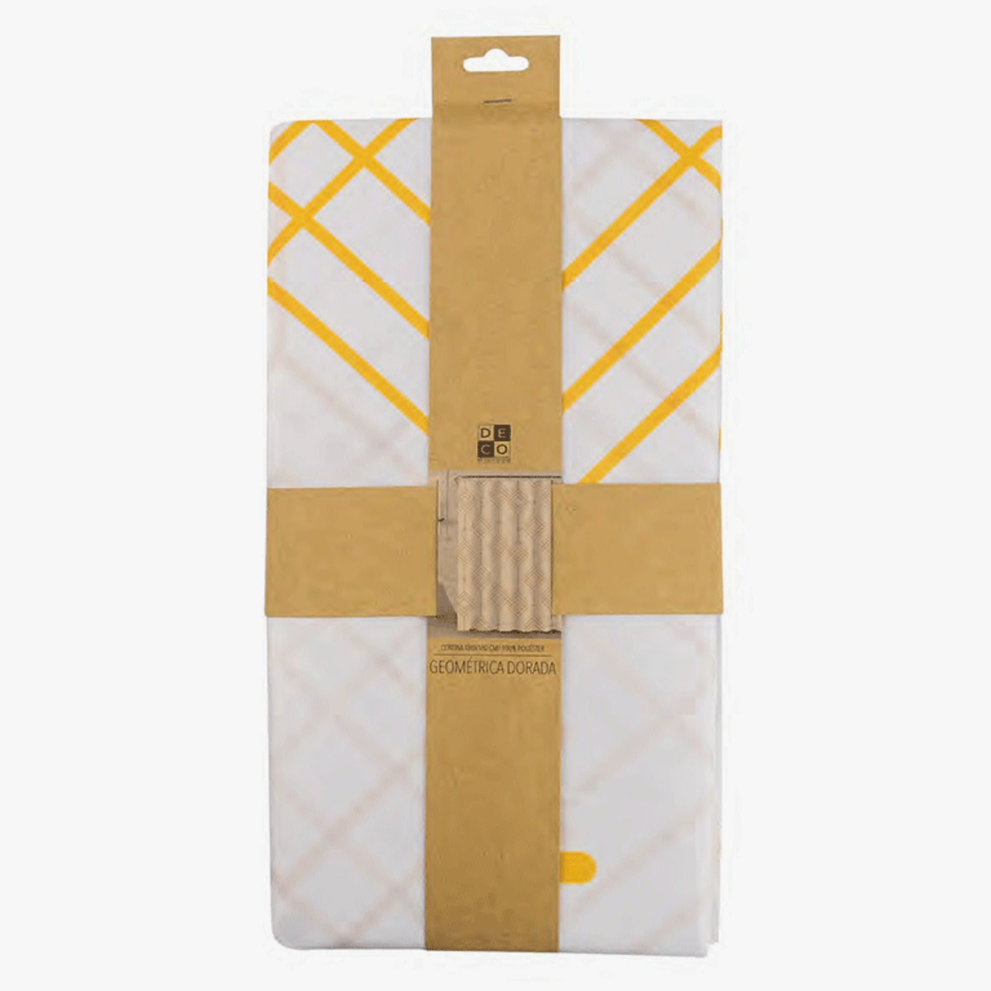 Decoexpress - Cortina De Baño De Poliester Geometrica Amarilla