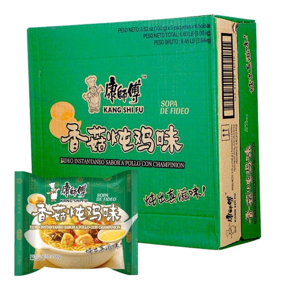 Fideo Instantaneo Kang Shi Fu Sabor a Pollo con Champiñón 100g*30 Bolsas