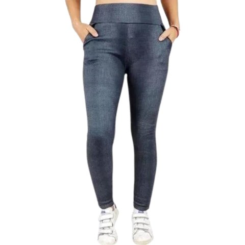 Likeshop - Pantalón Calza Tela Jeans Forro Piel Cierres 338