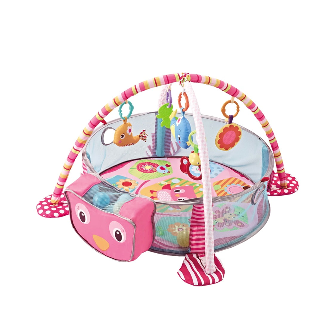 Pumucki - Gimnasio Y Piscina De Pelotas Diseño Lechuzas, Incluye Juguetes