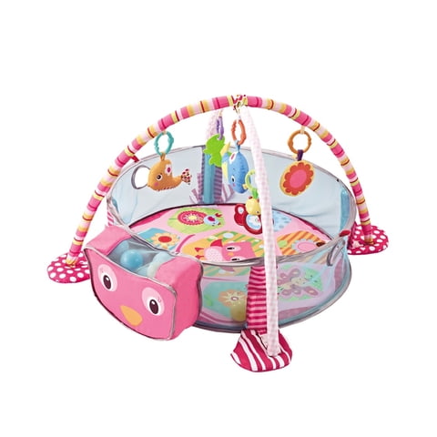 Pumucki - Gimnasio Y Piscina De Pelotas Diseño Lechuzas, Incluye Juguetes