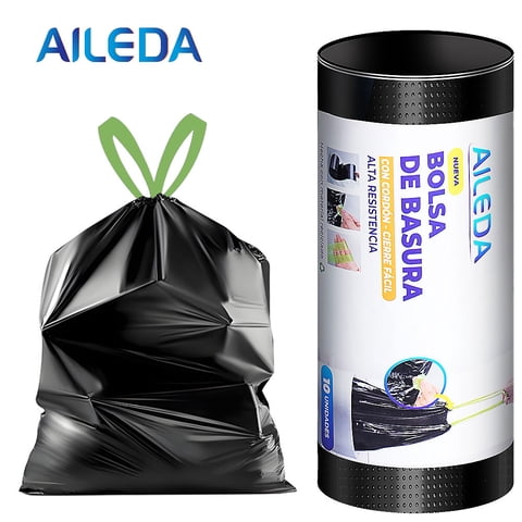 Aileda Bolsa De Basura Con Cordón Mediana 70X90 Cms - Cierre Fácil 1 Rollo Con 10 Unidades