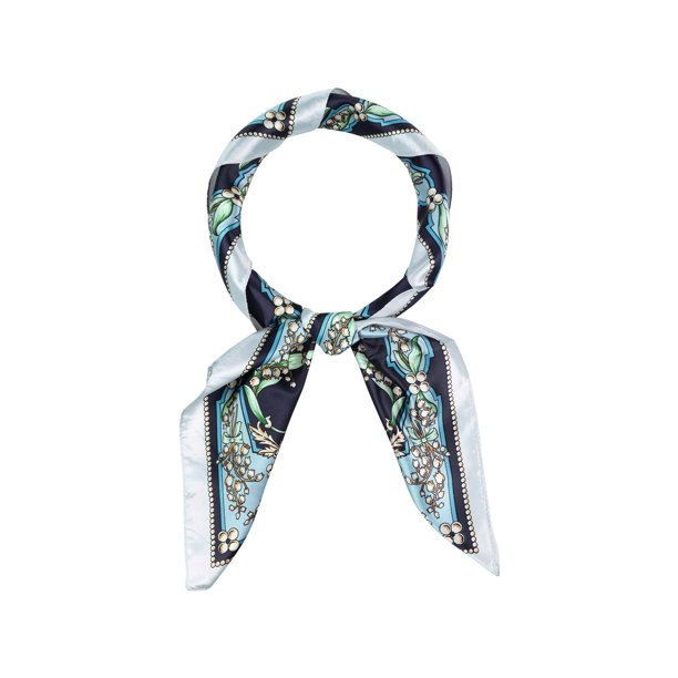 INSPIRE CHIC Mujeres Pañuelos Cuadrados con Estampado Floral 35" Grandes Pañuelos de Satén con Sensación de Seda Envoltura para la Cabeza Bandanas 90x90cm Azul