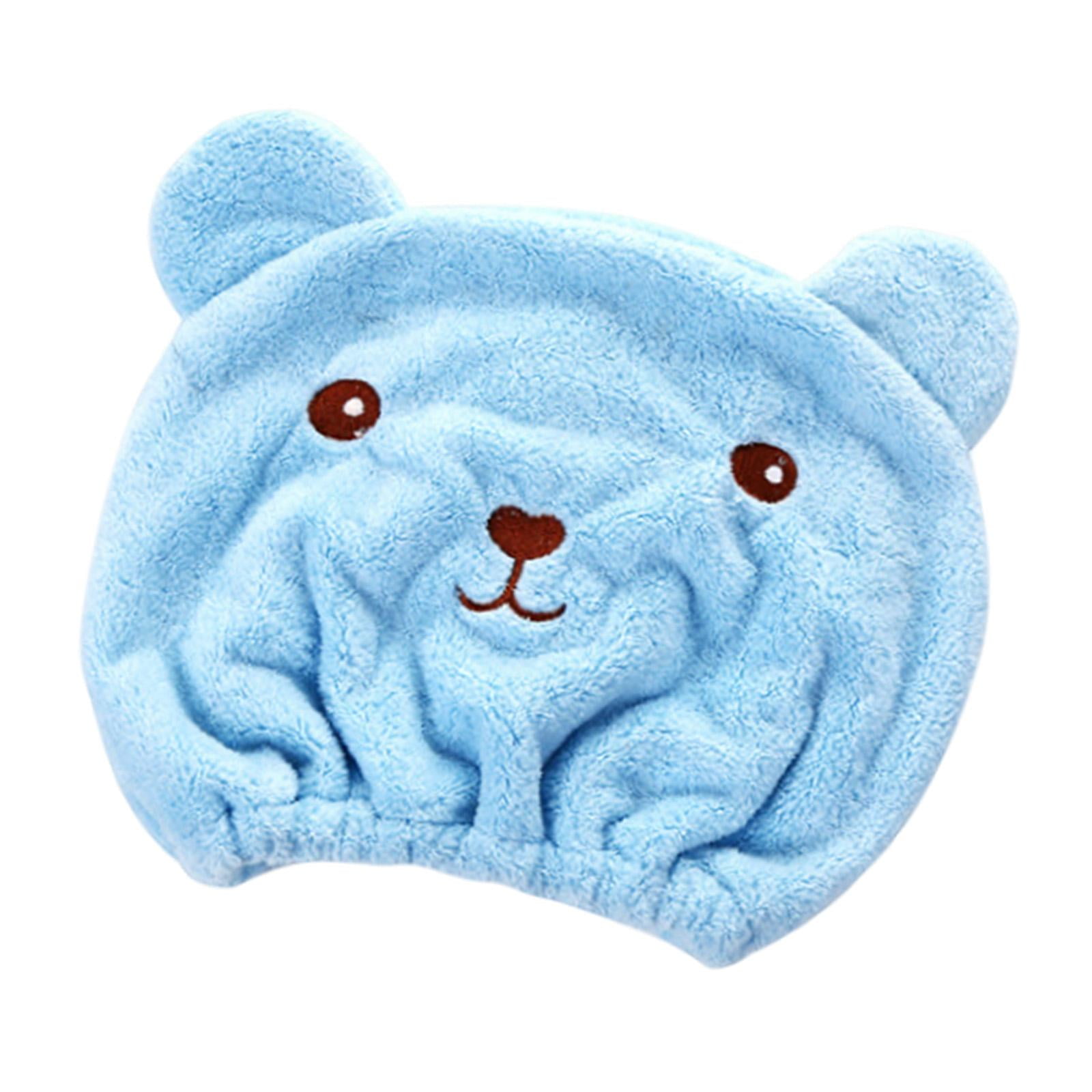 Magideal - Toallas De Secado De Cabello, Gorro De Toalla De Ducha, Secado Rápido De Oso, Envoltura De Cabello Largo, Envoltura De Toalla De Cabello Portátil Azul