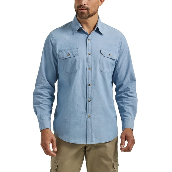 Camisa Wrangler Authentics de manga larga, tejida clásica, talla mediana
