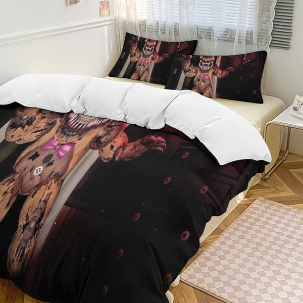 Five Nightat Freddy Quilt Set Thicken Soft 3 Pieces Bedding Set All Season Duvet Cove with 2 Pillowcases for Adult Women Girls Teens Home Room Decor